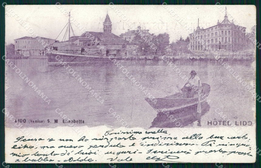Venezia Città Lido di Santa Maria Elisabetta Barche Hotel Lido cartolina RT8252 – fronte