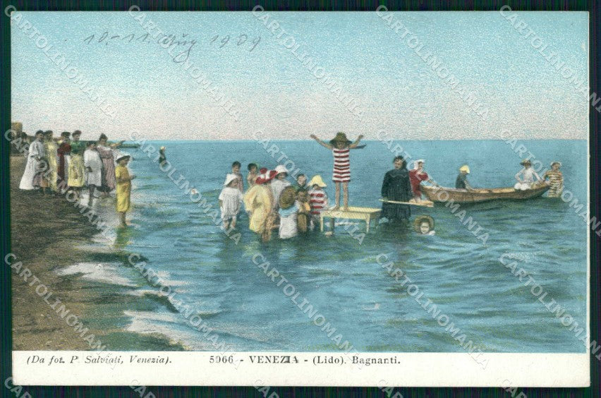 Venezia Città Lido di Spiaggia Bagnanti cartolina RT8254 – fronte