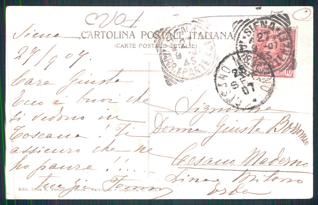 Siena città Costumi senesi carro buoi FORO cartolina TC0034 – retro