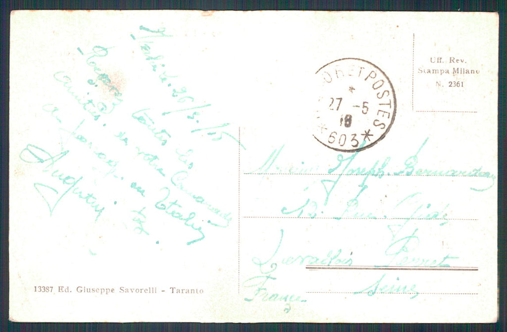 Taranto Città Via Anfiteatro Mercato Coperto cartolina TC0050 – retro