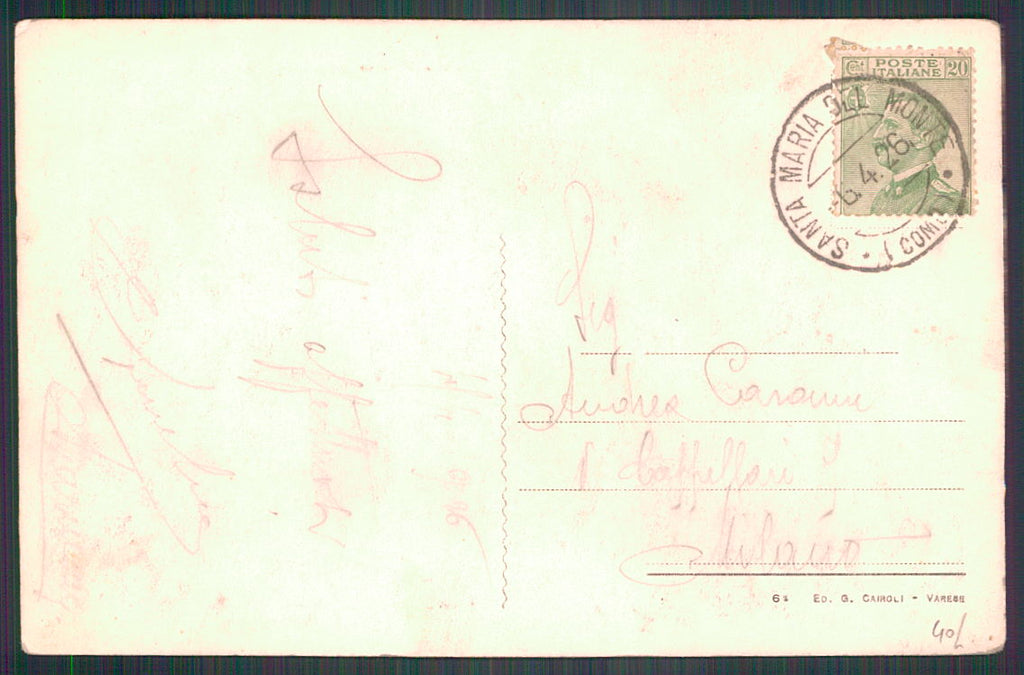 Varese Sacro Monte cartolina TC0074 – retro