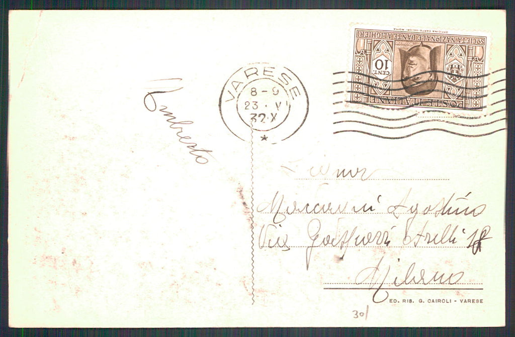 Varese Sacro Monte PIEGA cartolina TC0076 – retro