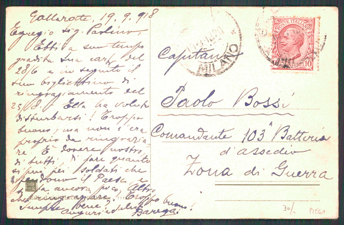 Varese Gallarate Piazza Vittorio Emanuele PIEGA cartolina TC0090 – retro