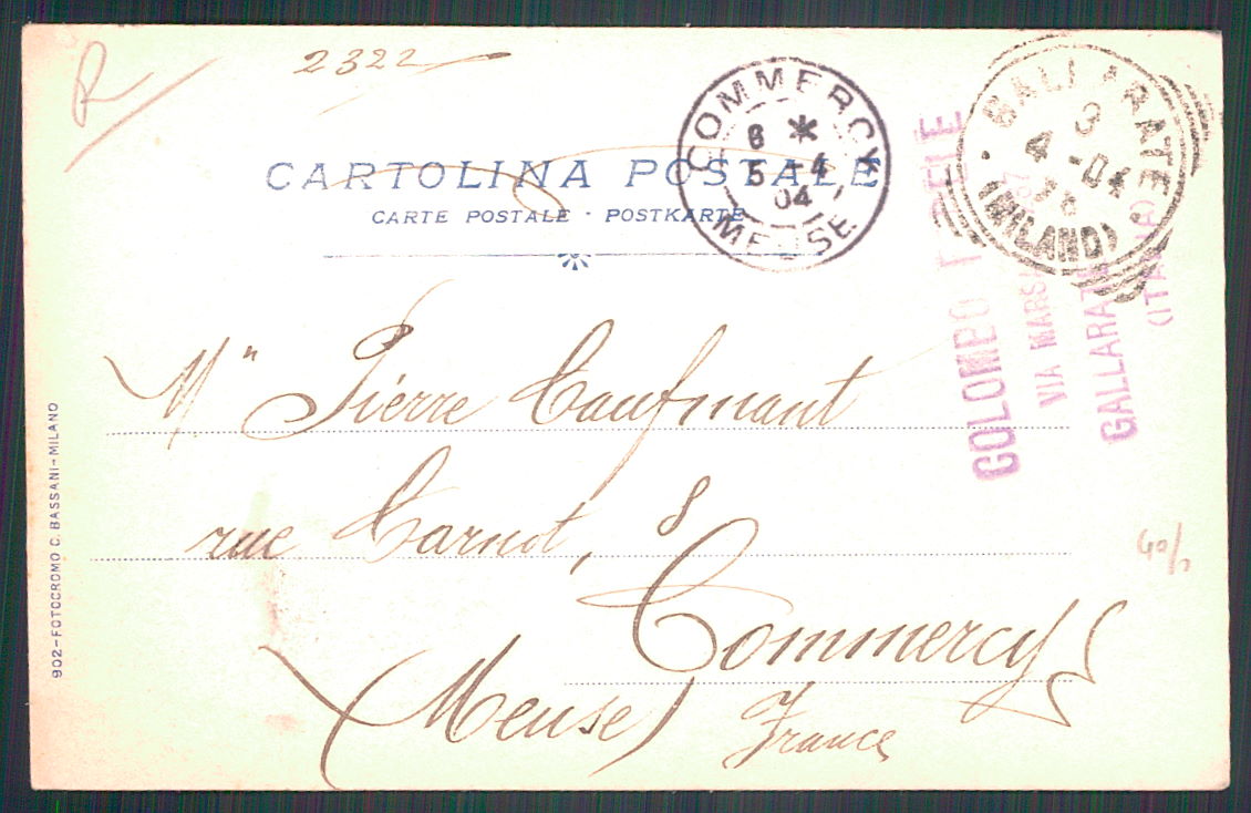 Varese Gallarate Piazza Garibaldi cartolina TC0091 – retro