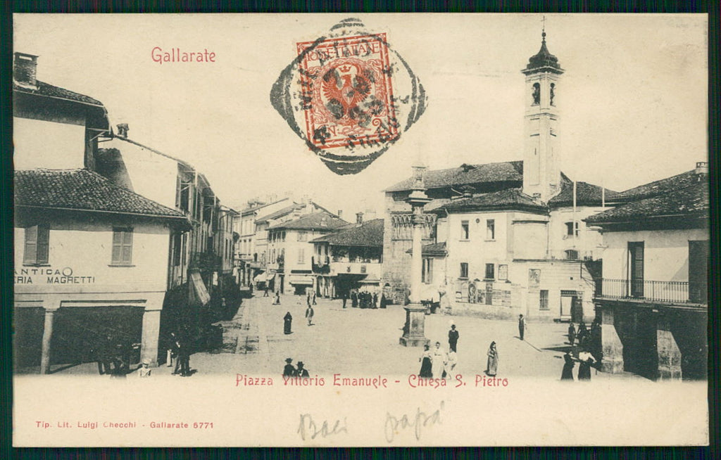 Varese Gallarate Piazza Vittorio Emanuele Chiesa San Pietro cartolina TC0093 – fronte