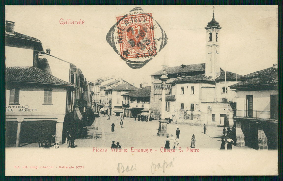 Varese Gallarate Piazza Vittorio Emanuele Chiesa San Pietro cartolina TC0093 – fronte