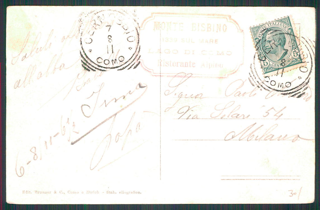 Como Monte Bisbino cartolina TC0160 – retro