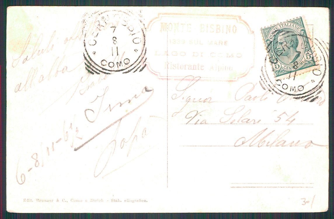 Como Monte Bisbino cartolina TC0160 – retro