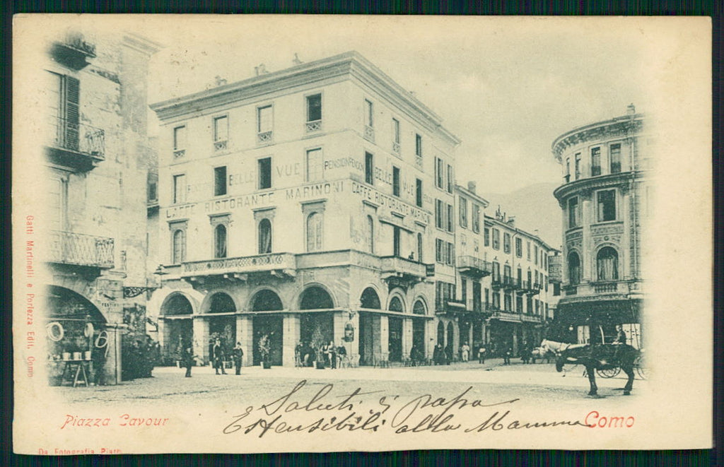 Como Città Piazza Cavour RIFILATA cartolina TC0214 – fronte