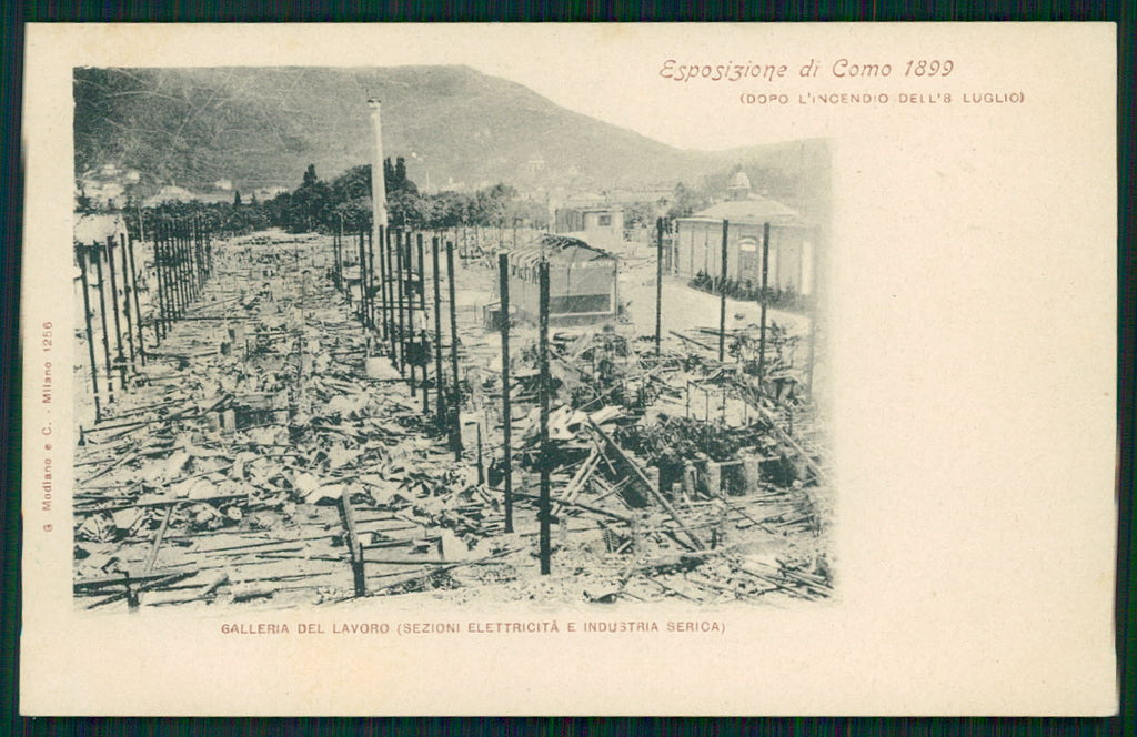 Como Città Esposizione 1899 incendio cartolina TC0225 – fronte
