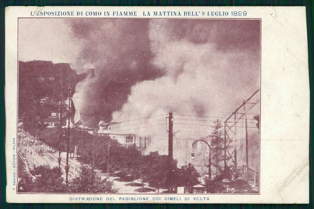 Como Città Esposizione 1899 incendio cartolina TC0226 – fronte
