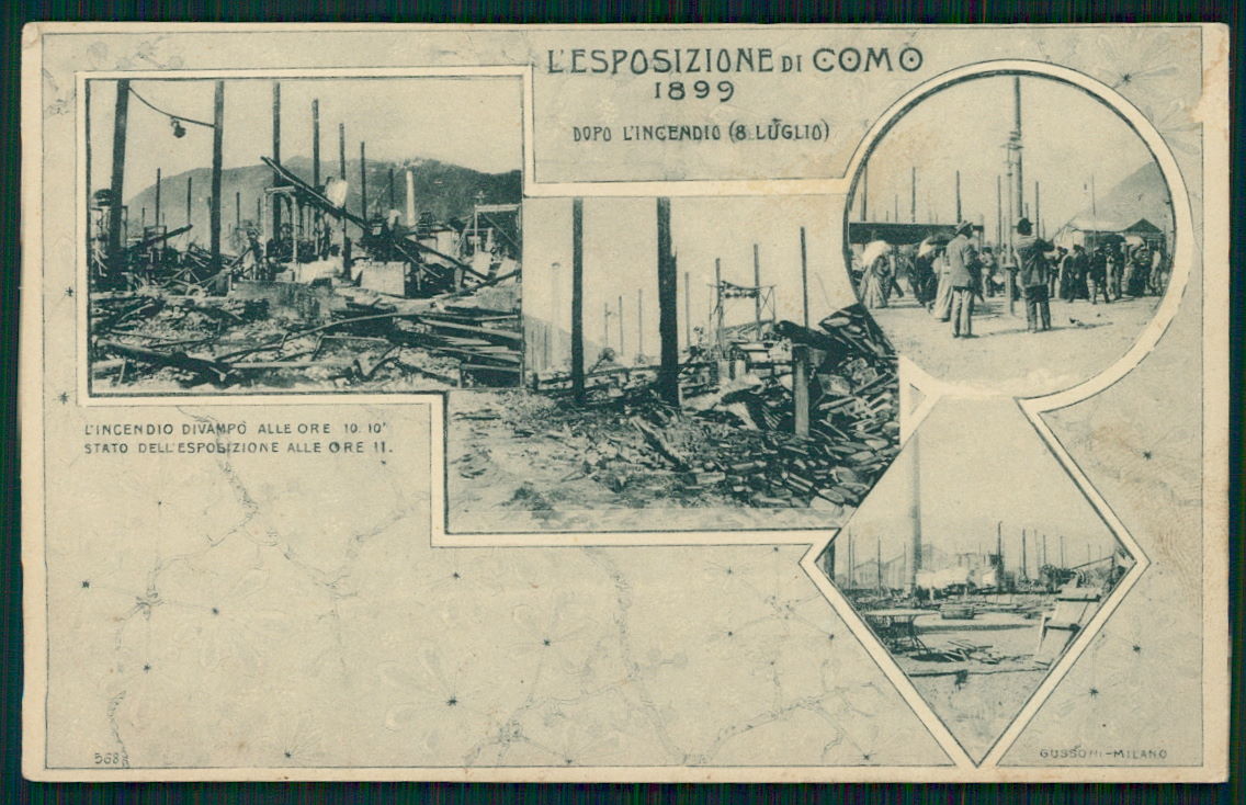 Como Città Esposizione 1899 incendio cartolina TC0228 – fronte