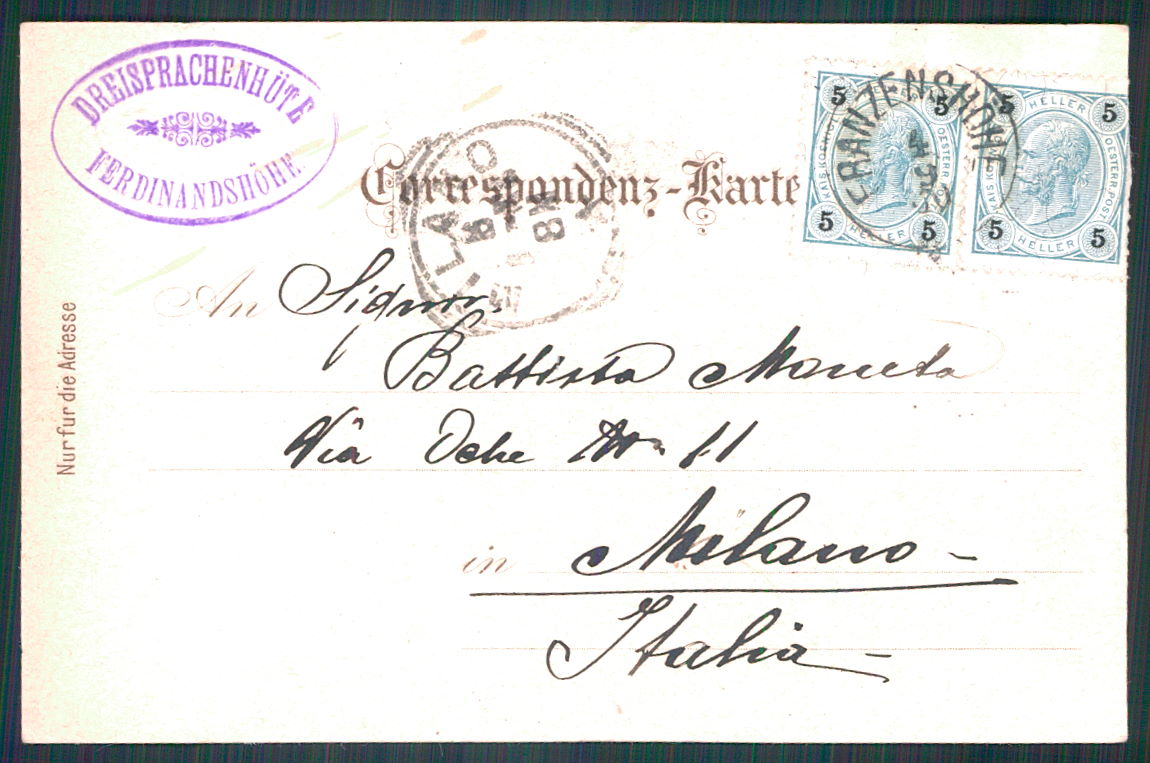 Bolzano Passo dello Stelvio Gruss Ferdinandshohe Corriera cartolina TC0256 – retro