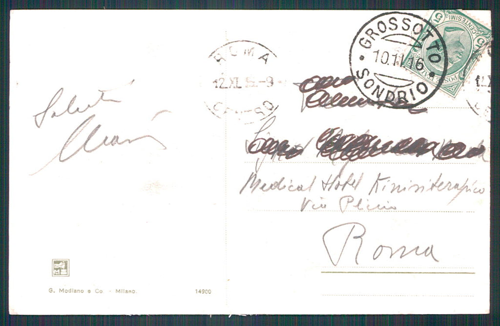 Sondrio Tirano Stazione Hotel Ristorante Modiano cartolina TC0257 – retro