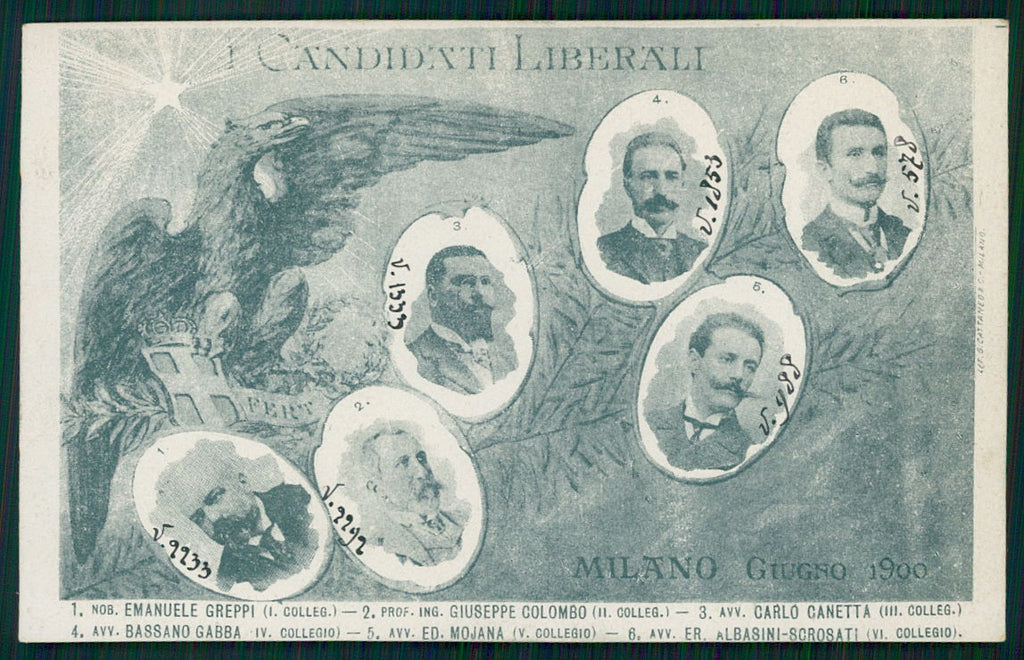 Milano città elezioni politiche 1900 candidati liberali cartolina TC0265 – fronte