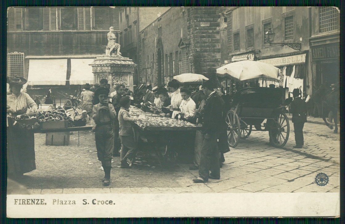 Firenze città venditore cartoline Piazza Santa Croce Foto NPG cartolina TC0275 – fronte