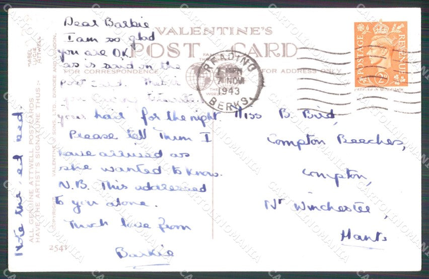 Mabel Lucie Attwell Valentine serie 2541 cartolina vintage postcard TC0289 – retro