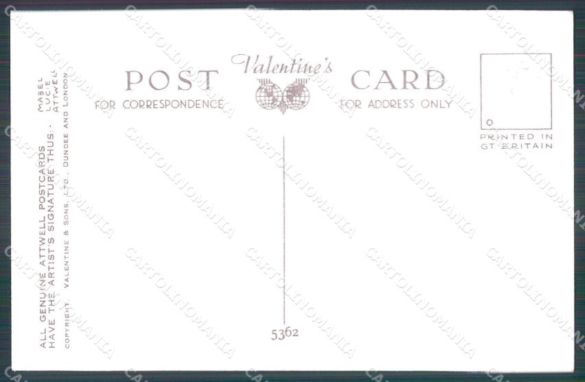 Mabel Lucie Attwell Valentine serie 5362 cartolina vintage postcard TC0305 – retro