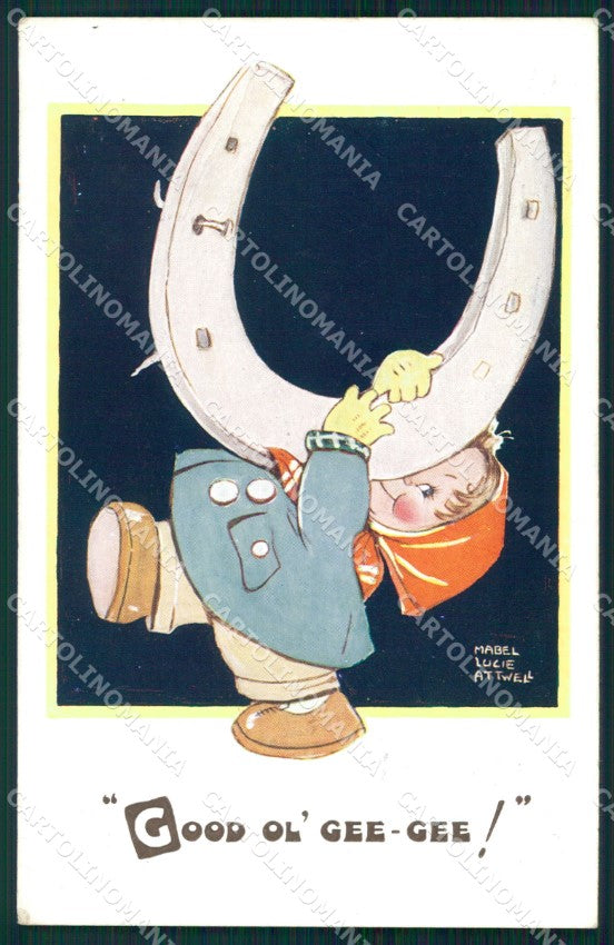 Mabel Lucie Attwell Valentine serie 1666 Horseshoe cartolina postcard TC0347 – fronte