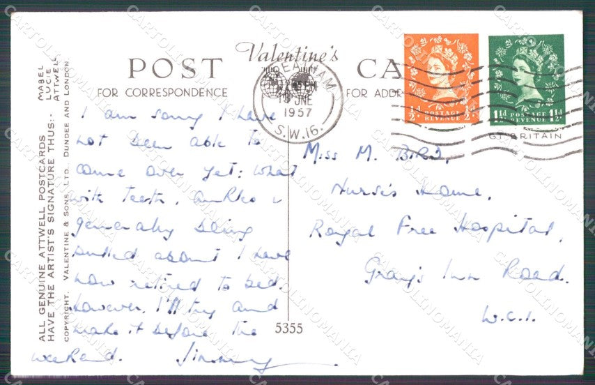Mabel Lucie Attwell Valentine serie 5355 cartolina vintage postcard TC0355 – retro