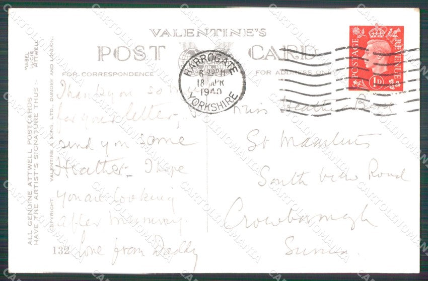 Mabel Lucie Attwell Valentine serie 132 cartolina vintage postcard TC0361 – retro