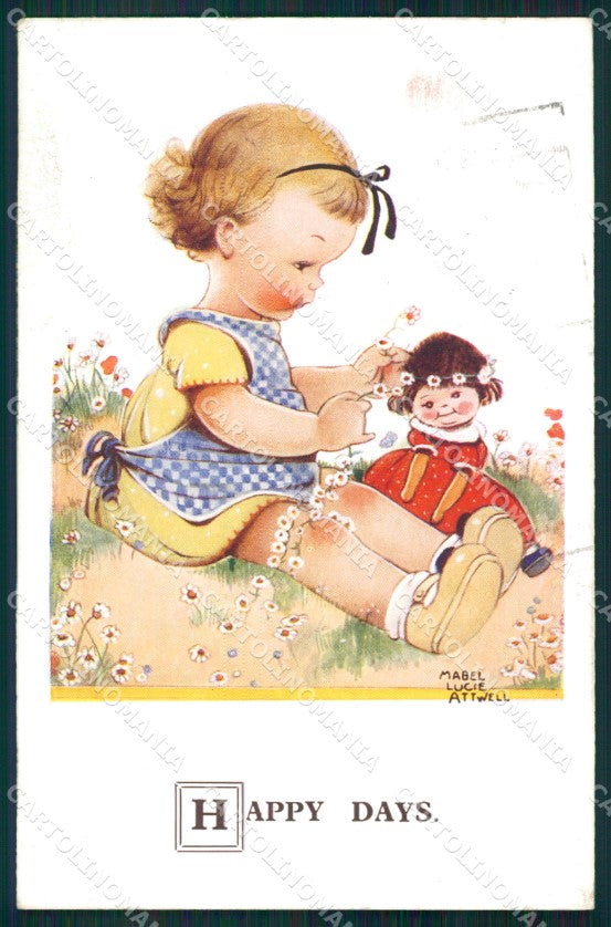 Mabel Lucie Attwell serie 3284 PIEGHINA SLIGHT CREASE cartolina postcard TC0384 – fronte
