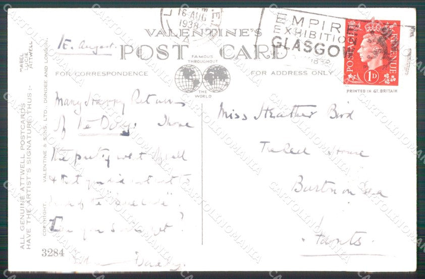 Mabel Lucie Attwell serie 3284 PIEGHINA SLIGHT CREASE cartolina postcard TC0384 – retro