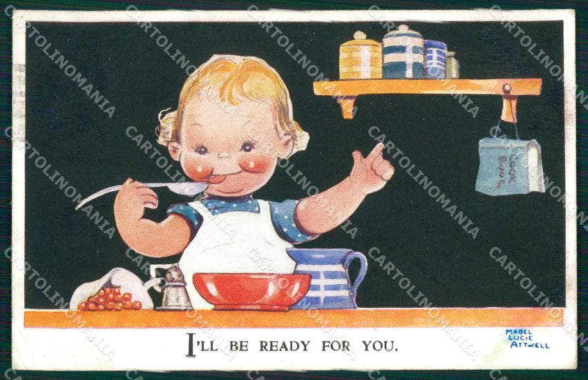 Mabel Lucie Attwell serie 3698 PIEGHINE SLIGHT CREASES cartolina postcard TC0393 – fronte