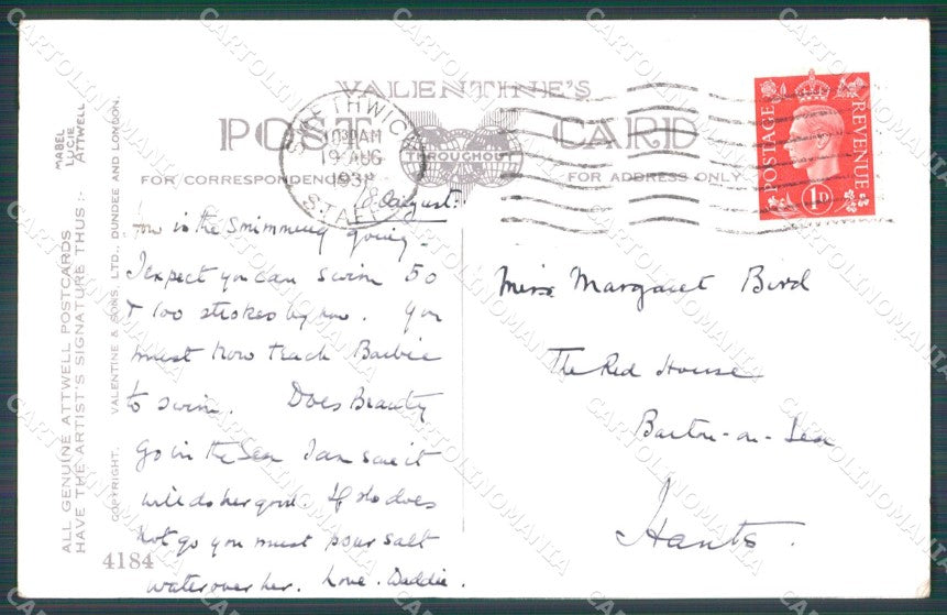 Mabel Lucie Attwell serie 4184 PIEGHINA SLIGHT CREASE cartolina postcard TC0394 – retro