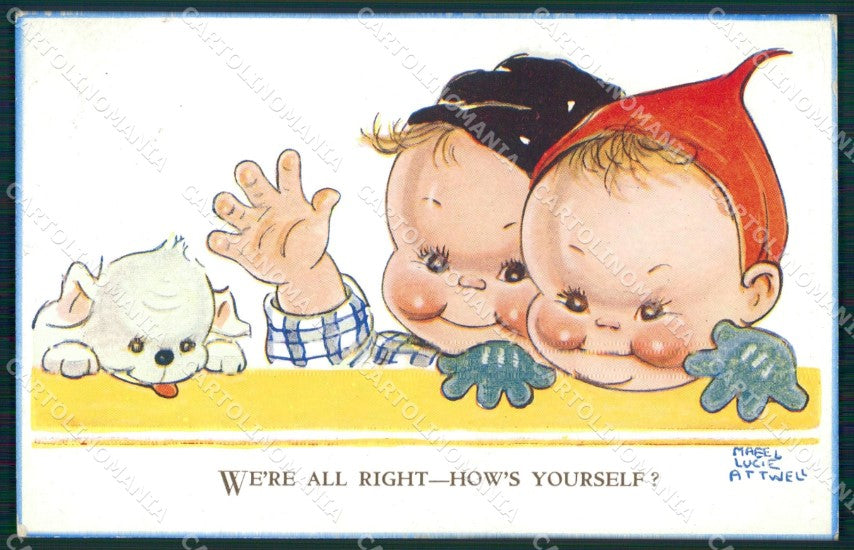 Mabel Lucie Attwell serie 818 STRAPPINO LITTLE TEAR cartolina postcard TC0401 – fronte