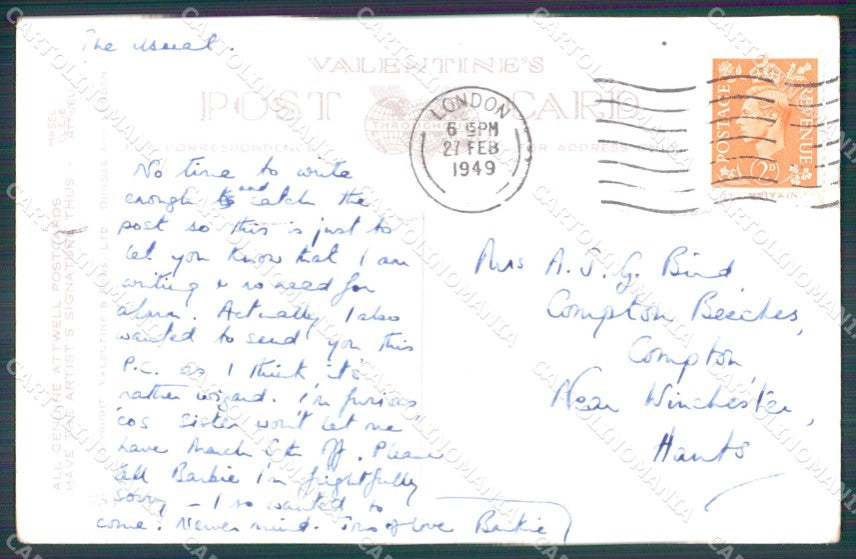 Mabel Lucie Attwell Valentine serie 754 cartolina vintage postcard TC0405 – retro