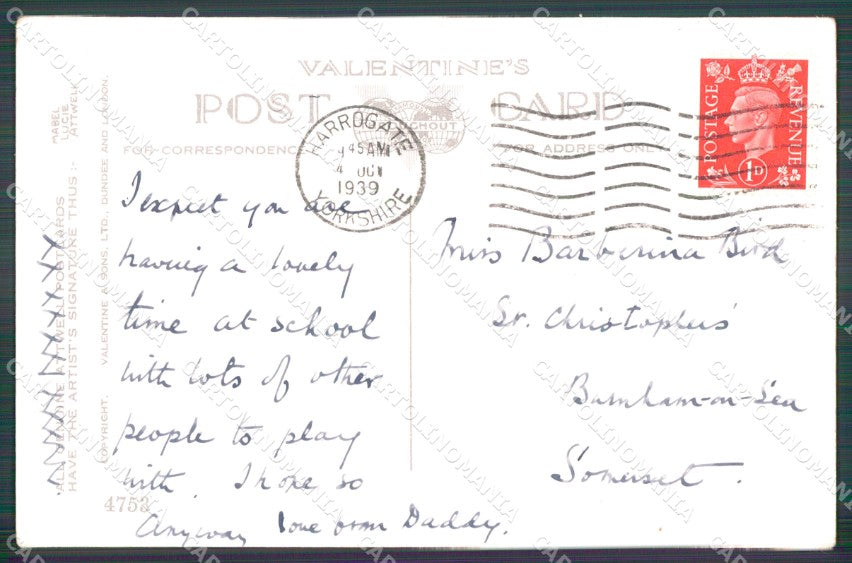 Mabel Lucie Attwell serie 4753 PIEGHINE SLIGHT CREASES cartolina postcard TC0428 – retro
