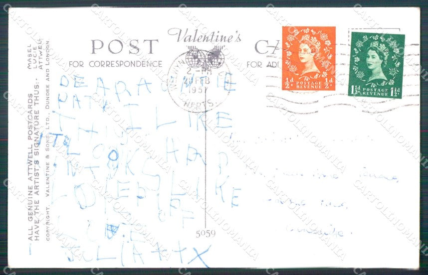 Mabel Lucie Attwell serie 5059 PIEGHINA SLIGHT CREASE cartolina postcard TC0445 – retro