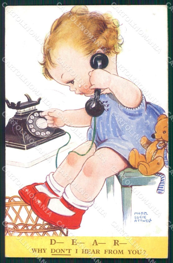 Mabel Lucie Attwell Valentine serie 2654 ABRASA Phone postcard TC0451 – fronte