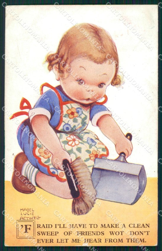 Mabel Lucie Attwell serie 2039 PIEGHINA SLIGHT CREASE cartolina postcard TC0452 – fronte