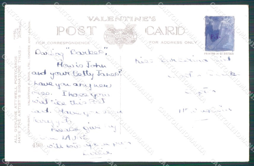 Mabel Lucie Attwell Valentine serie 490 cartolina vintage postcard TC0470 – retro