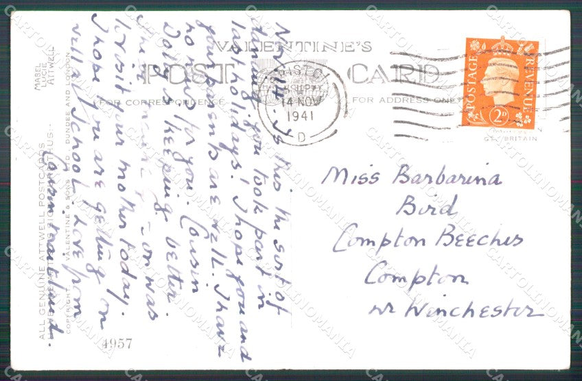Mabel Lucie Attwell Valentine serie 4957 cartolina vintage postcard TC0479 – retro