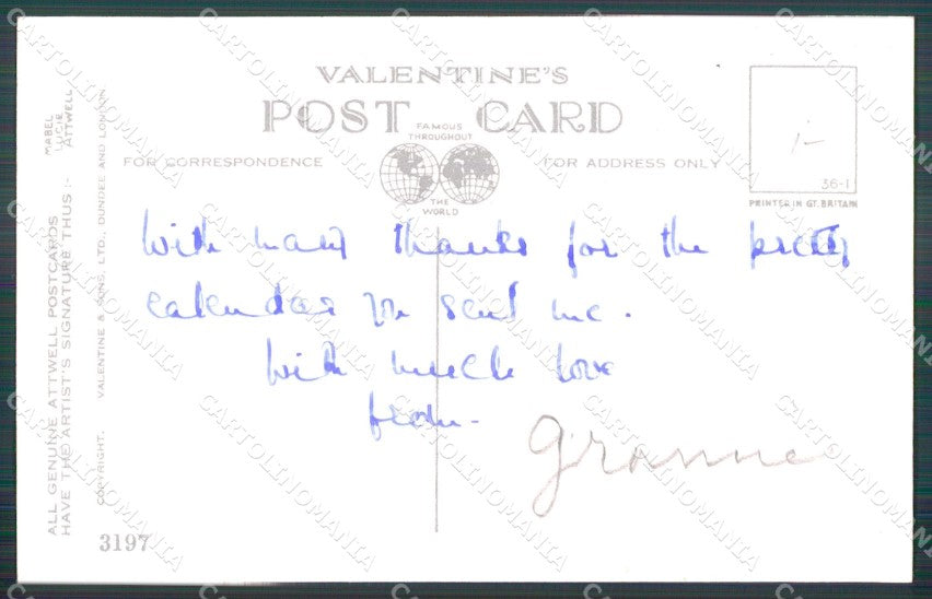 Mabel Lucie Attwell Valentine serie 3197 cartolina vintage postcard TC0502 – retro