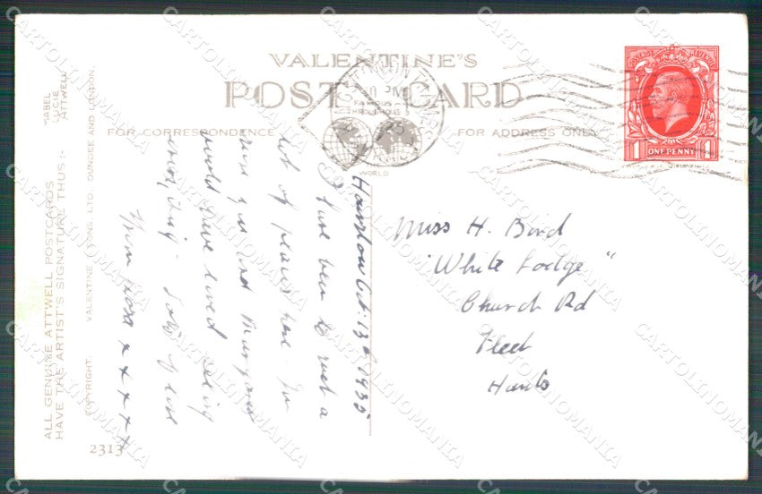 Mabel Lucie Attwell Valentine serie 2313 cartolina vintage postcard TC0503 – retro
