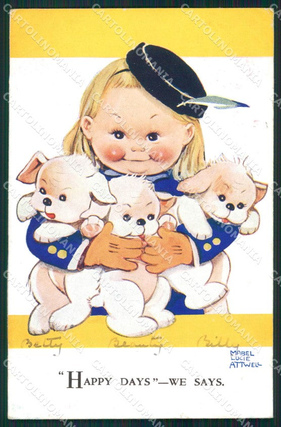 Mabel Lucie Attwell Valentine serie 3695 cartolina vintage postcard TC0507 – fronte