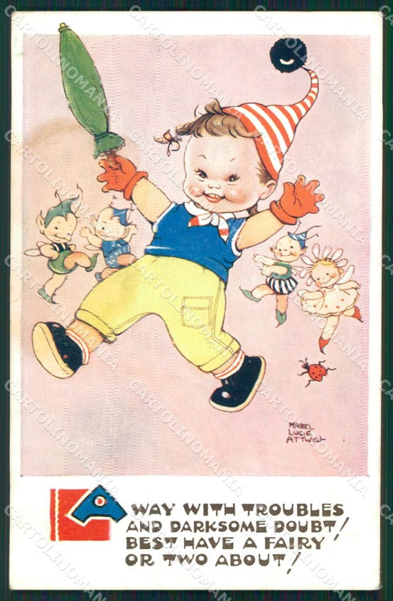 Mabel Lucie Attwell serie 5320 Fairies TRACCE UMIDO cartolina postcard TC0525 – fronte