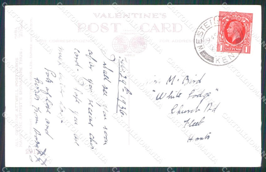 Mabel Lucie Attwell Valentine serie 2913 Golf cartolina vintage postcard TC0530 – retro