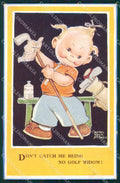 Mabel Lucie Attwell serie 885 Golf PIEGHINA SLIGHT CREASE postcard TC0531 – fronte