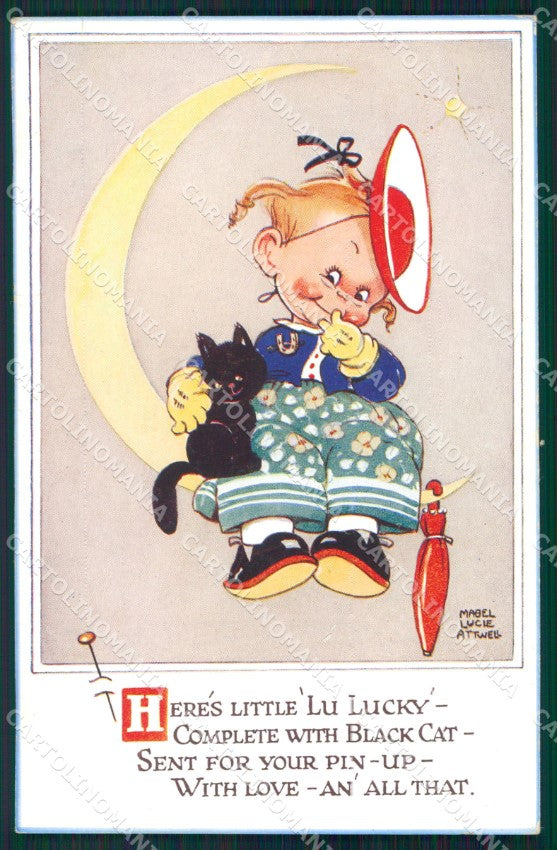 Mabel Lucie Attwell Valentine serie 870 Paper Moon cartolina postcard TC0535 – fronte