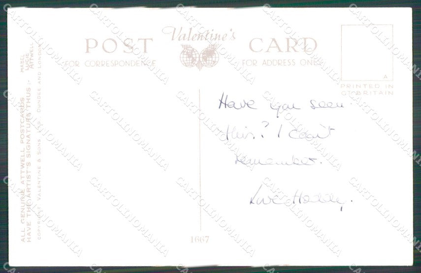 Mabel Lucie Attwell serie 1667 PIEGATA CREASED cartolina postcard TC0542 – retro