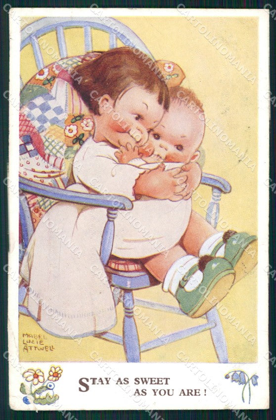 Mabel Lucie Attwell Valentine serie 2916 PIEGA cartolina vintage postcard TC0560 – fronte