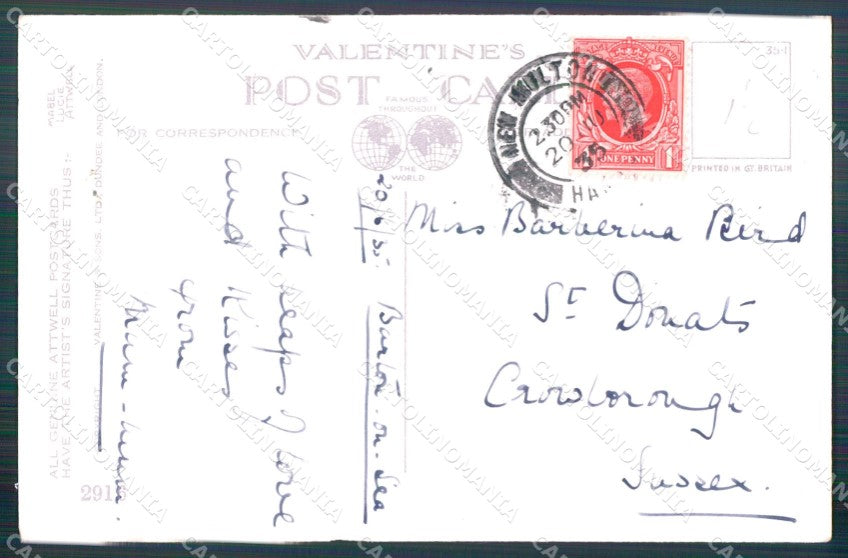 Mabel Lucie Attwell Valentine serie 2916 PIEGA cartolina vintage postcard TC0560 – retro