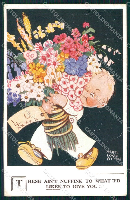 Mabel Lucie Attwell serie 2924 PIEGHINE SLIGHT CREASES cartolina postcard TC0563 – fronte