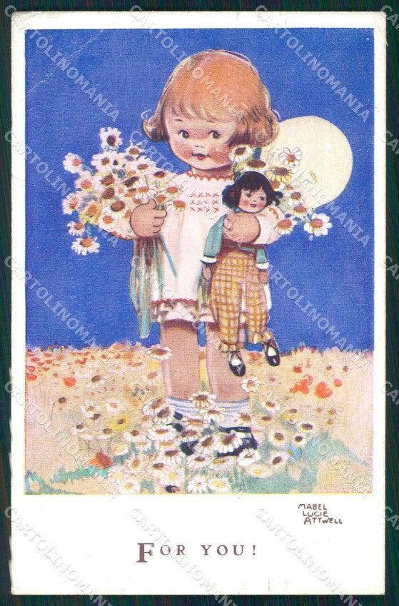 Mabel Lucie Attwell serie 3860 PIEGHINA SLIGHT CREASE cartolina postcard TC0571 – fronte