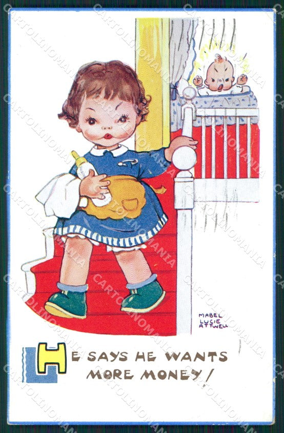 Mabel Lucie Attwell serie 5642 PIEGHINE SLIGHT CREASES cartolina postcard TC0573 – fronte